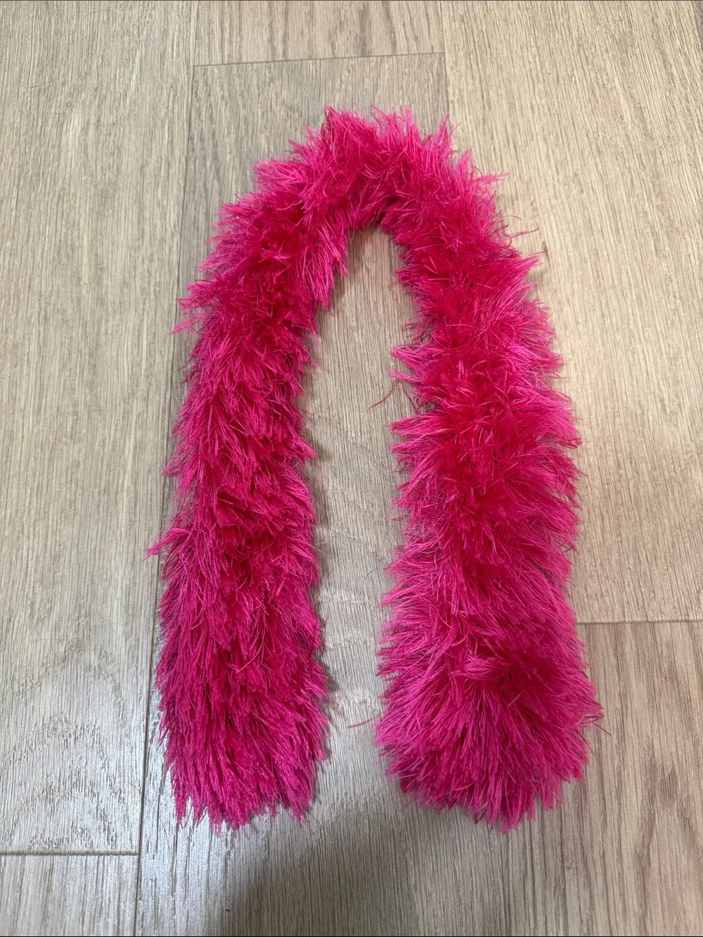 Hot Pink Fuzzy Knit Short Length Scarf